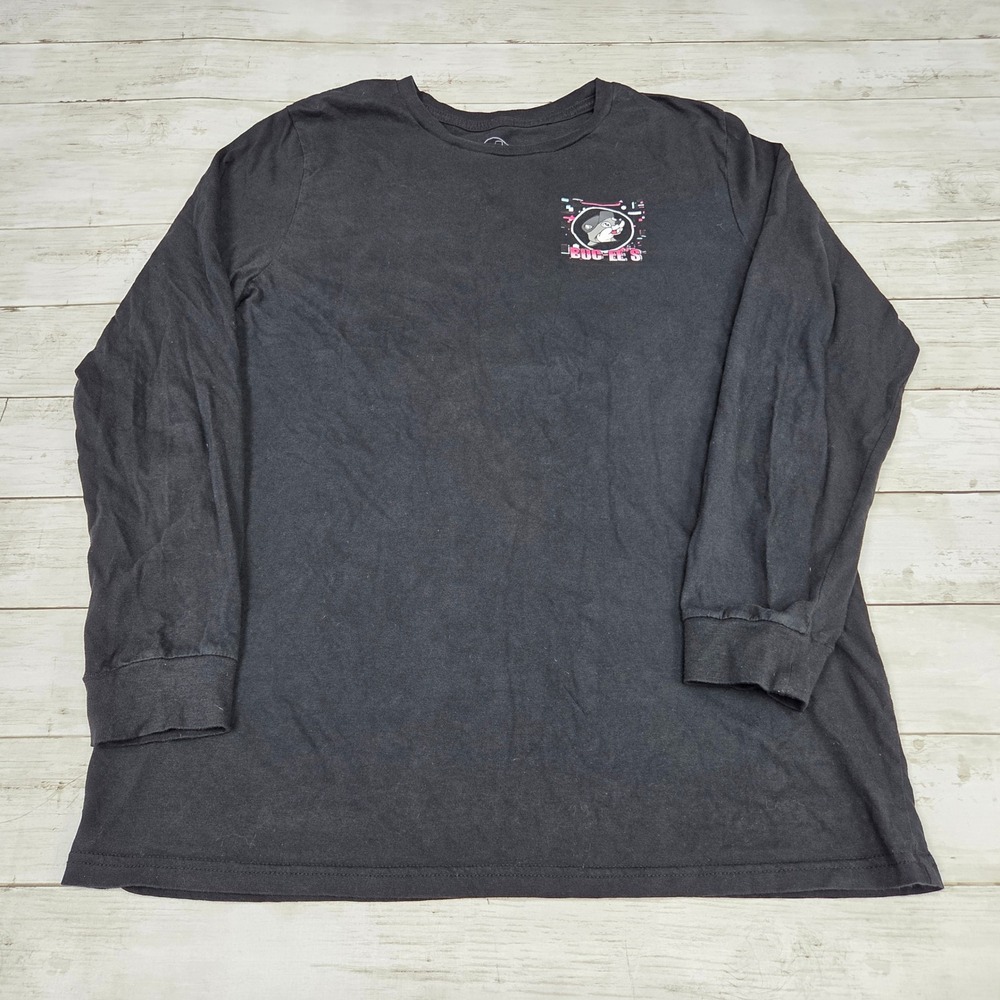Buc-ee's Glitch Graphic Long Sleeve T-Shirt Mens Large Black Cotton Souvenir Tee
